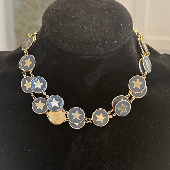 TOVA Gold Star Long Necklace Set in Blue-Grey Enamel in Gold-Tone Metal - Picture 6 of 16